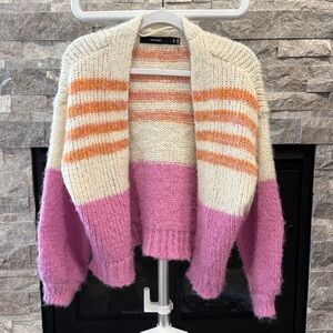 Vero Moda Colorblock Cardigan - Cream, Pink, and Orange